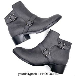 Waxed black leather Cole Haan Rooney ankle boots US 7B